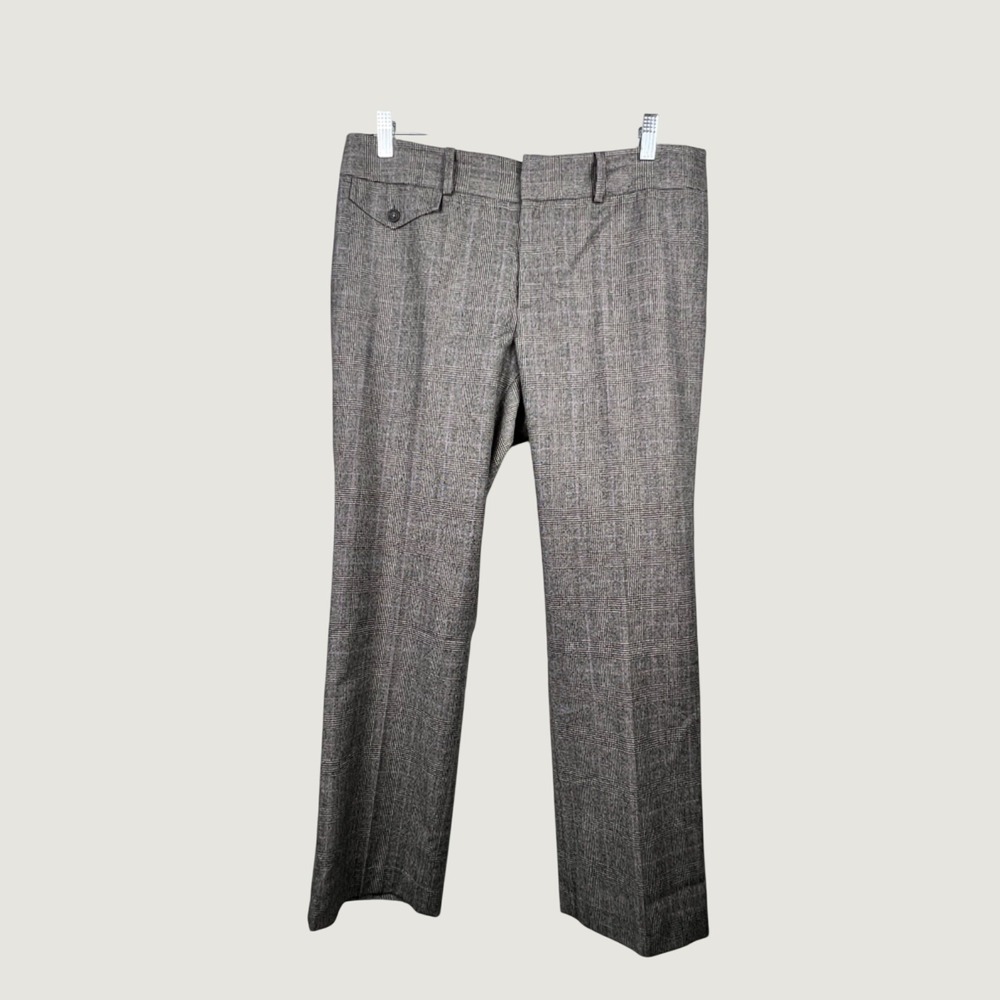 Banana Republic Pants Womens 10 Grey Glen Plaid Wool Straight Leg Dress Trousers